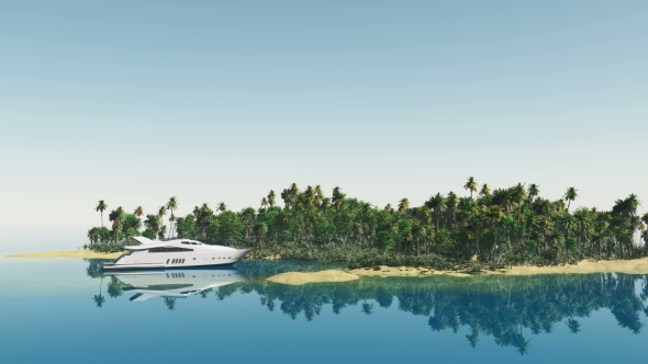 Yacht Near Tropical Island