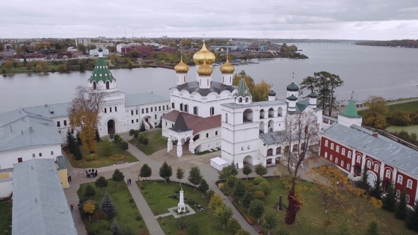 Aerial Shot Ipatiev Monastery in Kostroma Russia