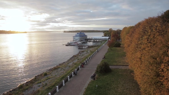 Promenade Along the Volga River in Kostroma Autumn