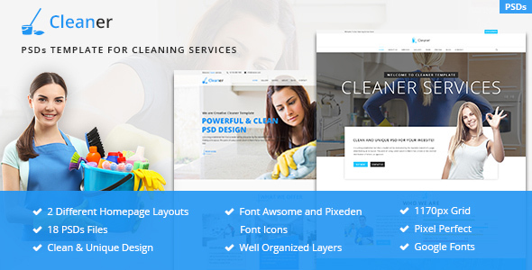 Cleaner - PSD template for Cleaning Services
