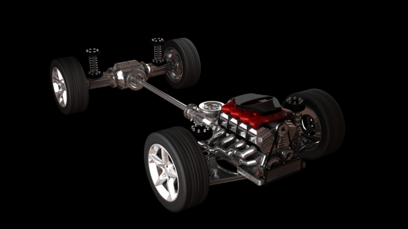 Car Chassis with Engine with Alpha Channel alt