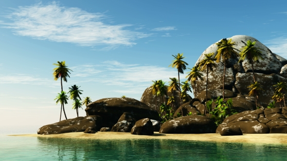Tropical Island with Palms