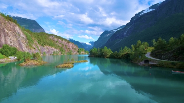 Lovatnet Lake Beautiful Nature Norway.