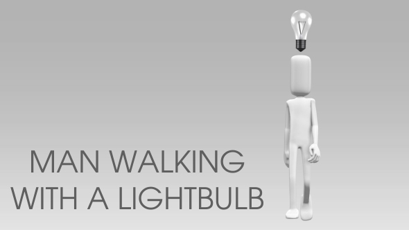 Man Walking With A Light Bulb