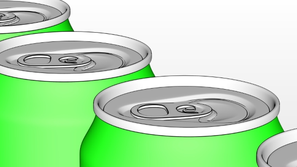 Green Metal Cans on Industrial Conveyor