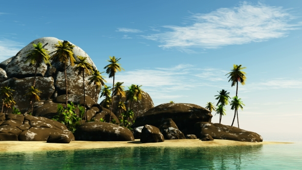 Tropical Island with Palms