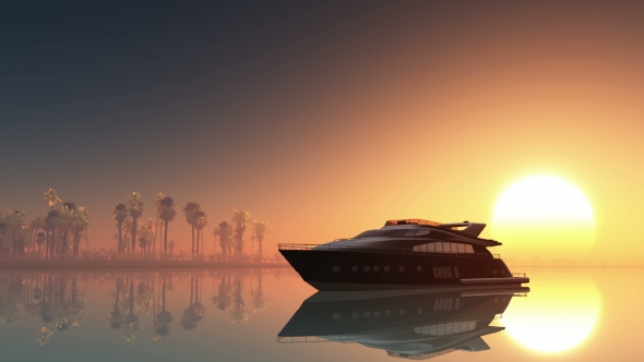 Yacht Near Palms Island