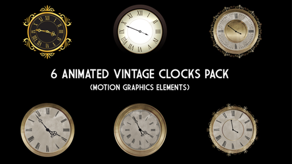 6 Animated Vintage Clocks Pack