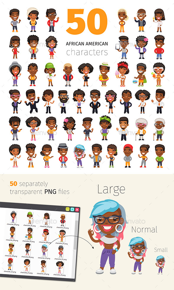 African American Characters Set