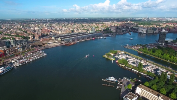 City Aerial View Over Amsterdam