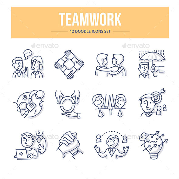 Teamwork Doodle Icons