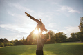 Fit couple doing acroyoga in park - PhotoDune Item for Sale