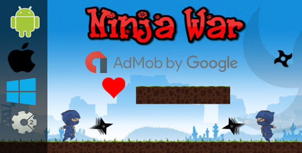 Ninja War - HTML5 Game + Admob (Construct 2 - CAPX)