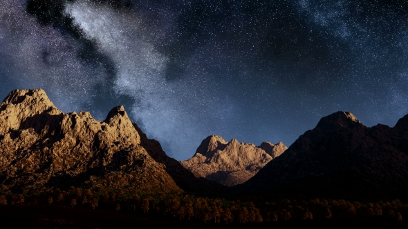 of Stars and Silhouetted Mountains
