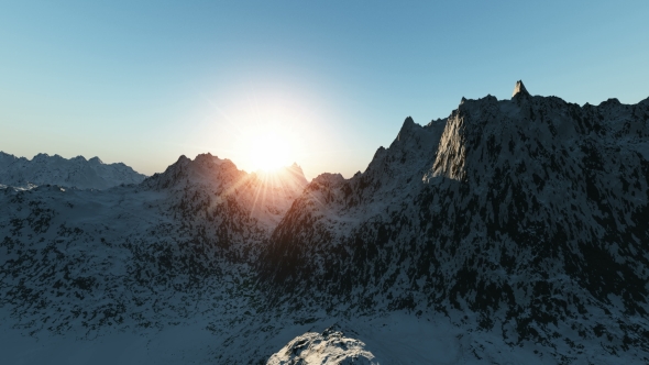 Mountains in Snow at Sunrise