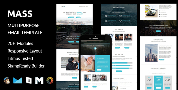 MASS - Multipurpose Responsive Email Template + Stampready Builder Online Access