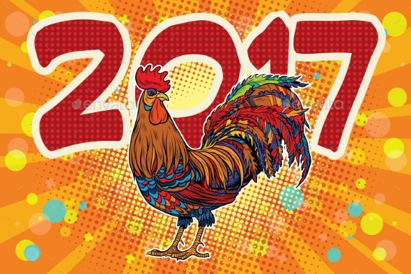 Realistic Cock on a Festive Background