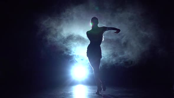 Sport - Ballroom Dance in the Studio, Silhouette. Slow Motion