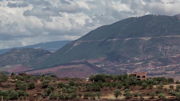 A timelapse of a mountain in the lake of Binelouidane in Morocco