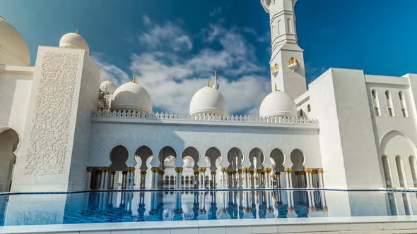 Sheikh Zayed Grand Mosque Timelapse Hyperlapse Located in Abu Dhabi Capital City of United Arab