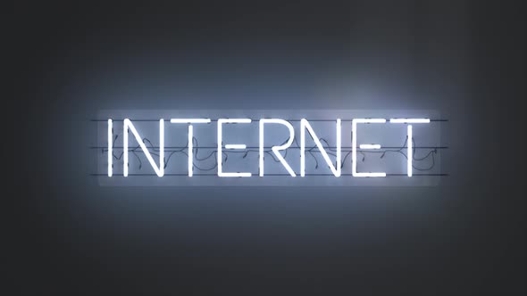 Neon Sign Text Background Word İnternet