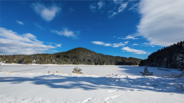 Frozen Lake with a Beautiful Winter View