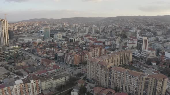 Aerial Drone City View Prishtina, Kosovo