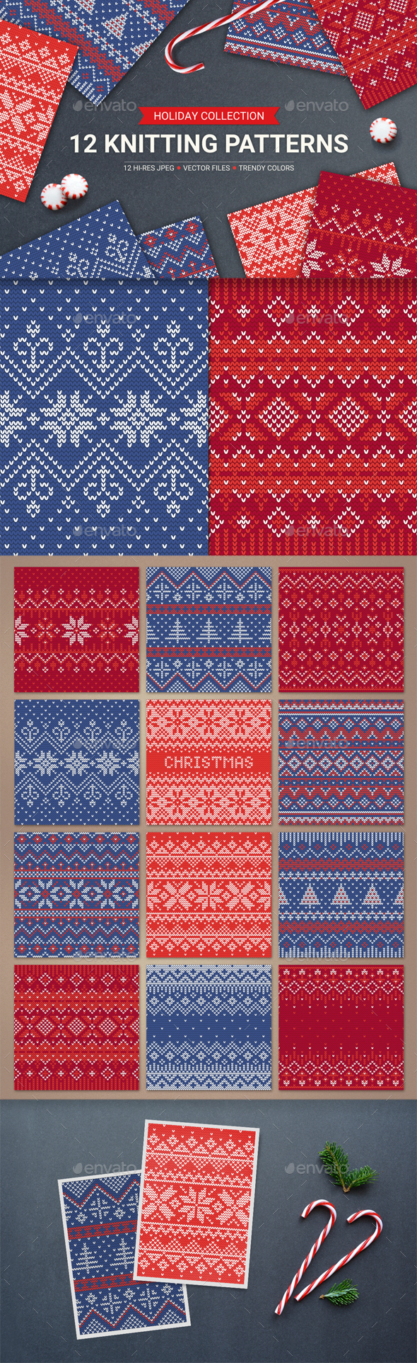 12 Knitting Seamless Patterns