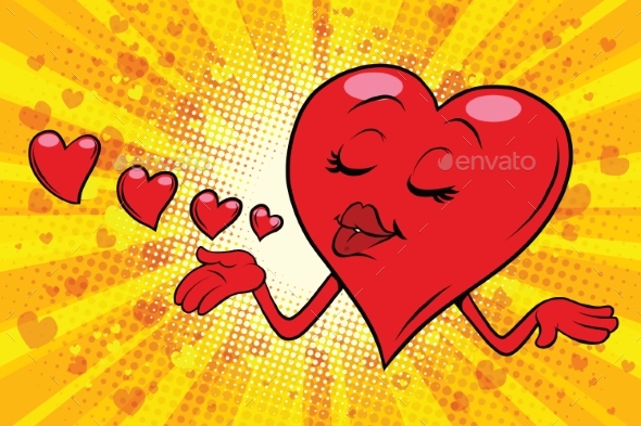 Heart Valentine Sends a Kiss