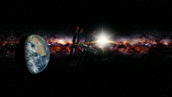 International Space Station Orbiting Earth in Virtual Reality 360 Degree alt