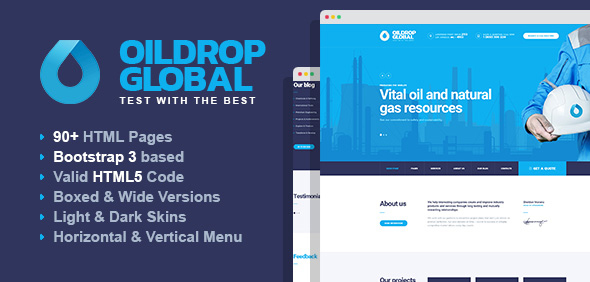 OilDrop – oil and gas industrial HTML template with Builder