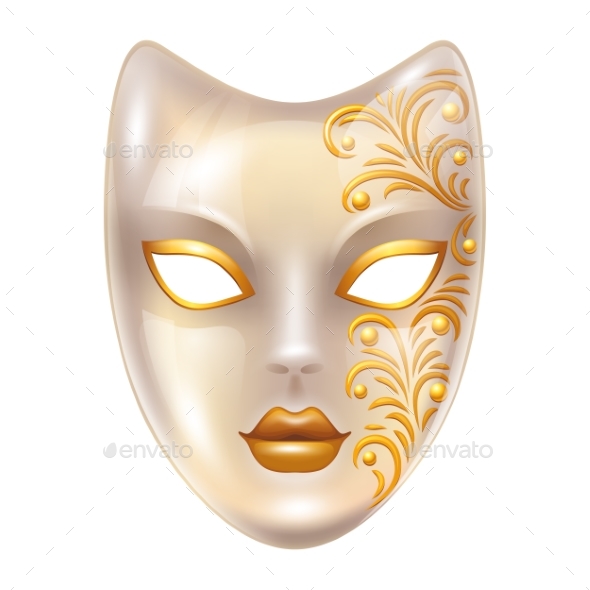 Carnival Venetian Masks Decorated with Gold