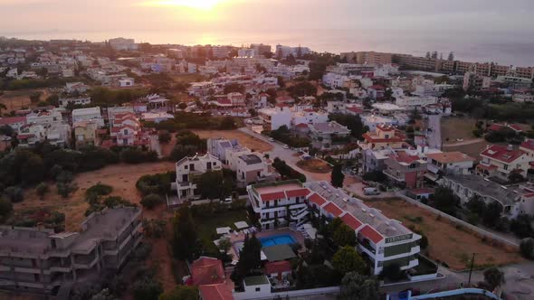 Aerial View Of Ialysos Town At Sunset In Rhodes, Greece.