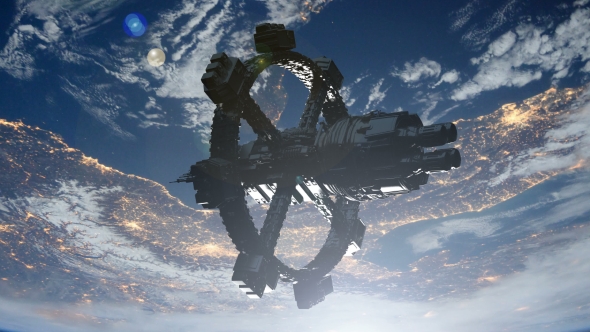 Space Station Orbiting Earth alt