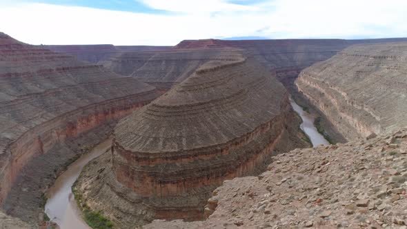 The Loop of a Winding Colorado Riverbed in the Frame of Drone Camera, Arizona