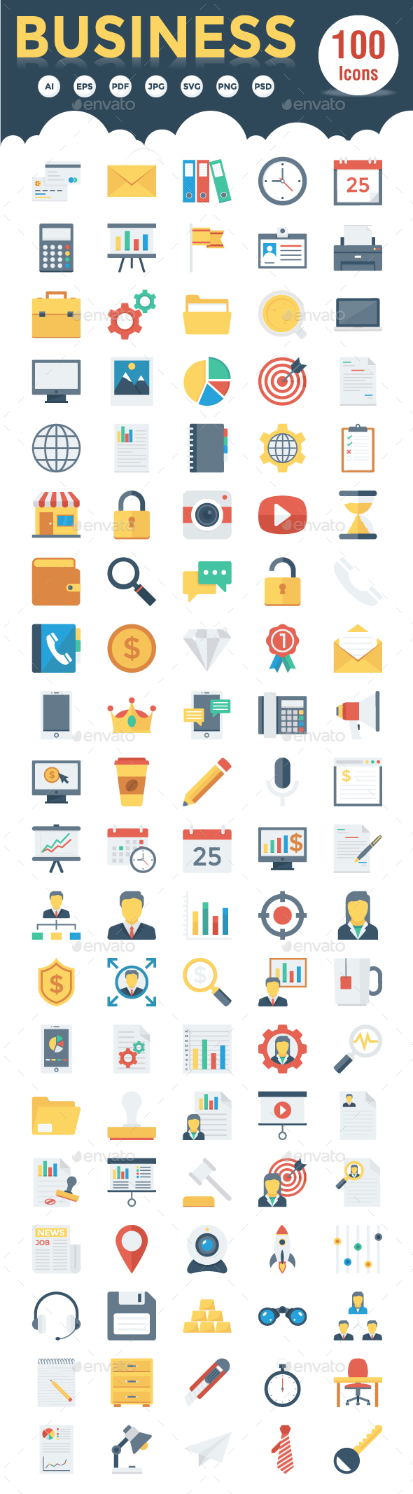 100 Business Flat Icons