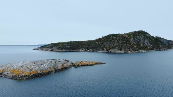 Drone flies to Lake Superior, aerial view of, Great Lakes, Ontario, Canada