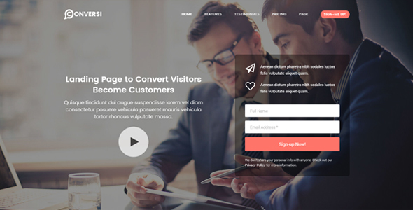 Conversi - Professional Conversion WordPress Landing Page