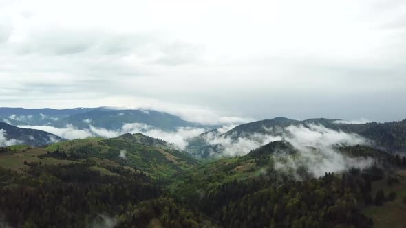 Fog and Clouds Over the Mountains Morning in the Mountains