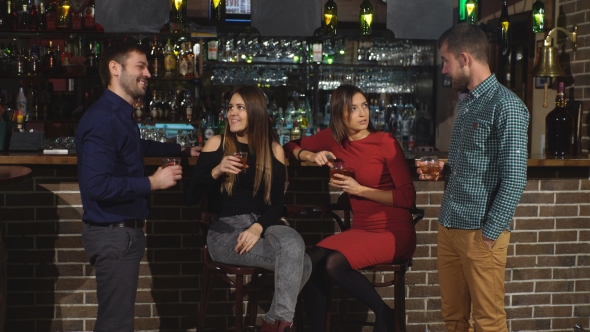 Two of the Men in the Bar He Meets Two Women