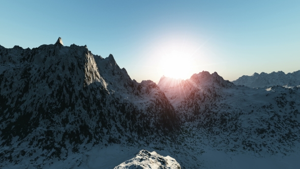 Mountains in Snow at Sunrise