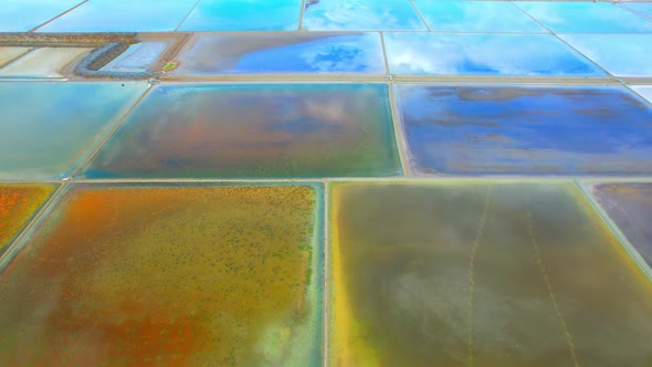 An aerial view of salt production at Mae Klong, Samut Songkhram, Thailand