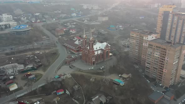 Beautiful Catholic Church of the Most Holy Theotokos at Sunrise