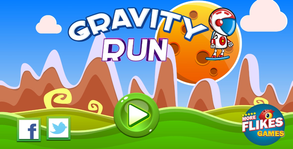 Gravity run - gra HTML5. Construct 2 (.capx) + mobile