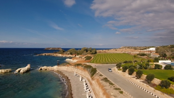 Beautiful Landscape with Ocean and White Villas