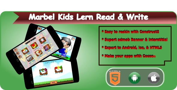 Marble Kids Learning Read & Write ABC - HTML5 Game (Construct 2 & Construct 3)