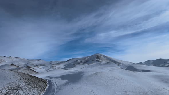 aerial view of snowy mountains