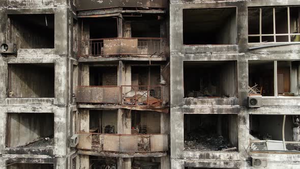 War in Ukraine  Burnt and Destroyed House in Kyiv