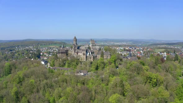 Aerial view of Schloss Braunfels, Germany