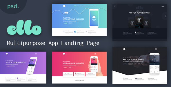 ELLO - Szablon PSD do lądowania aplikacji uniwersalnych